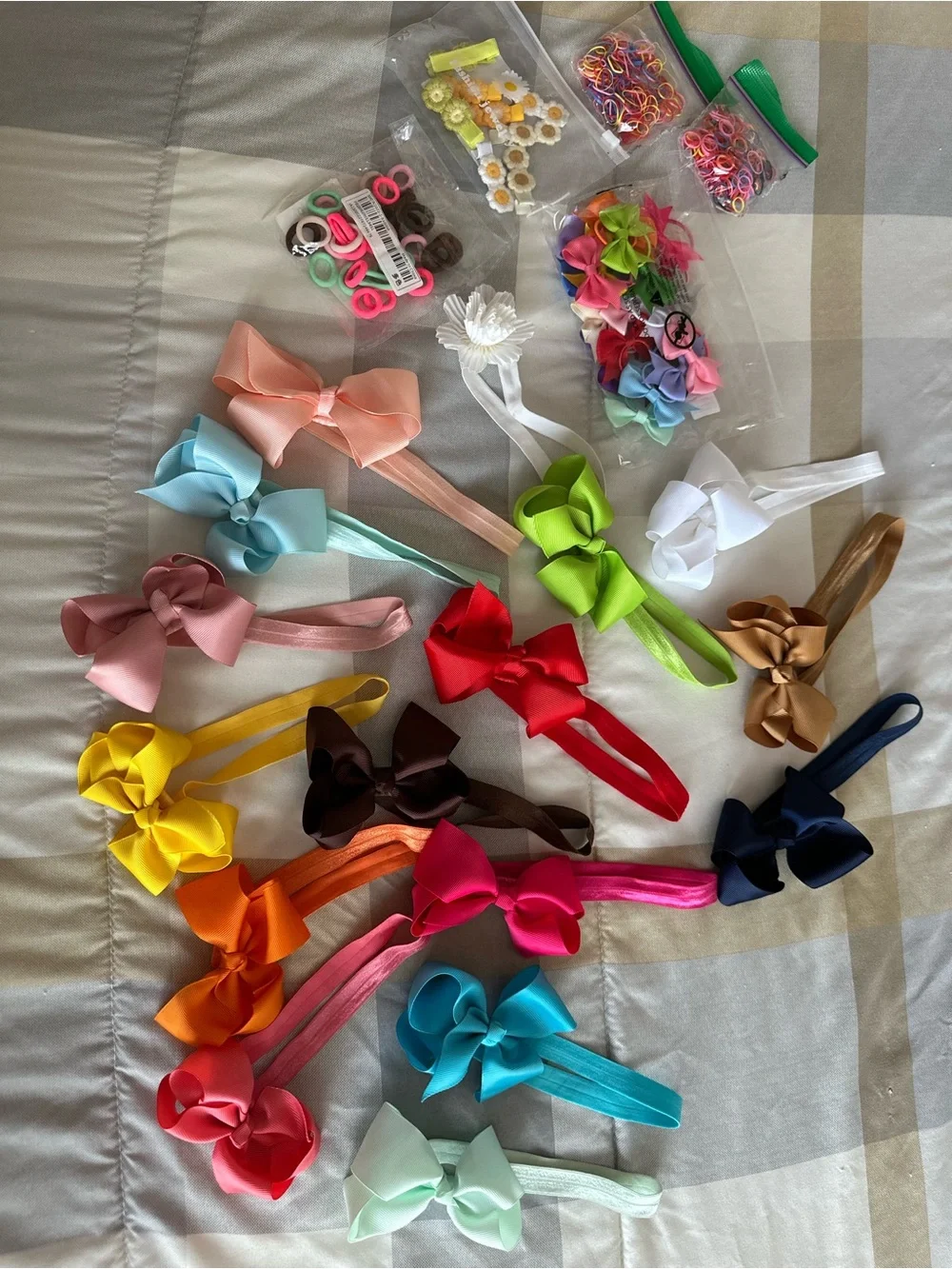 Lot 1 Colorful Satin Bow Headband Bow Hair Clips & Hair Ties - Assorted Sets